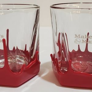Makers Mark RED Wax Dipped Drip Bourbon glasses